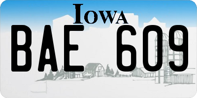 IA license plate BAE609
