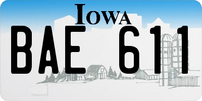 IA license plate BAE611