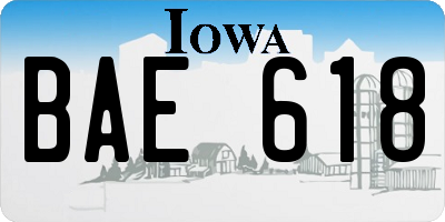 IA license plate BAE618