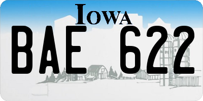 IA license plate BAE622