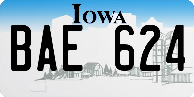 IA license plate BAE624