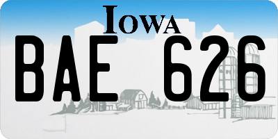 IA license plate BAE626