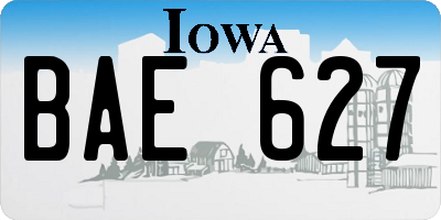 IA license plate BAE627