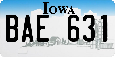 IA license plate BAE631