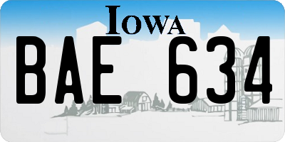 IA license plate BAE634