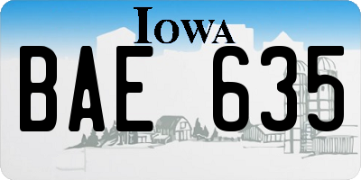 IA license plate BAE635