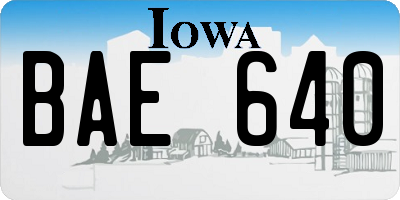 IA license plate BAE640