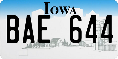 IA license plate BAE644