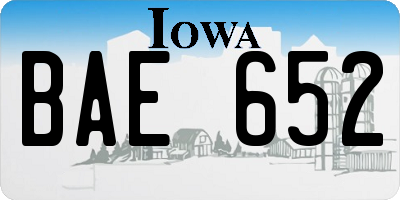 IA license plate BAE652