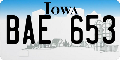 IA license plate BAE653