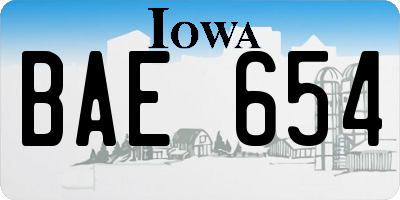IA license plate BAE654