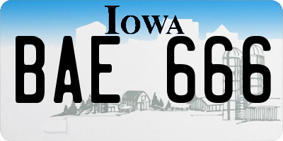 IA license plate BAE666