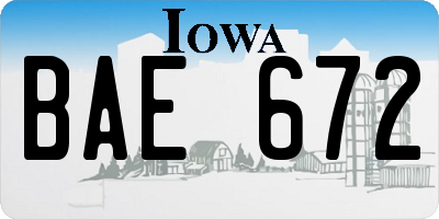IA license plate BAE672