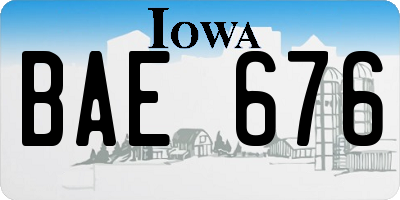 IA license plate BAE676