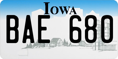 IA license plate BAE680