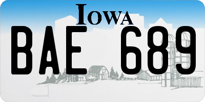 IA license plate BAE689
