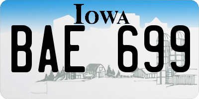 IA license plate BAE699