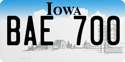 IA license plate BAE700