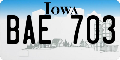 IA license plate BAE703