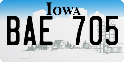 IA license plate BAE705