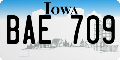 IA license plate BAE709