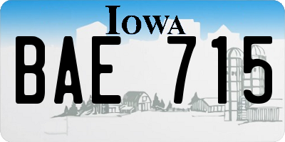 IA license plate BAE715