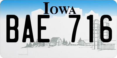 IA license plate BAE716