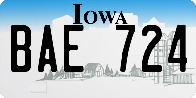 IA license plate BAE724