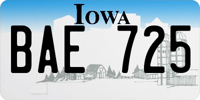 IA license plate BAE725