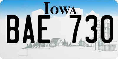 IA license plate BAE730