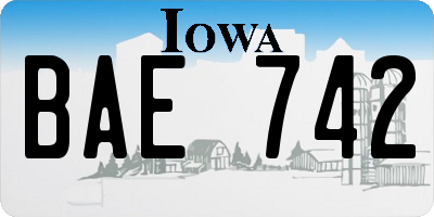 IA license plate BAE742