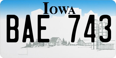 IA license plate BAE743