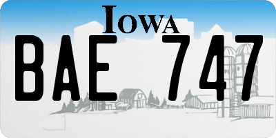 IA license plate BAE747