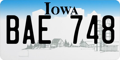 IA license plate BAE748