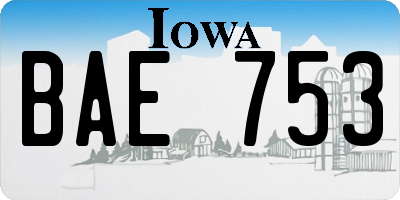 IA license plate BAE753
