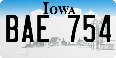 IA license plate BAE754