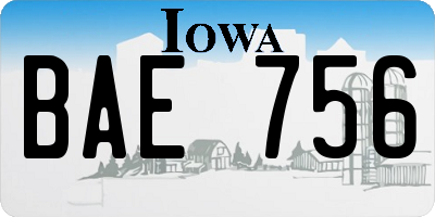 IA license plate BAE756