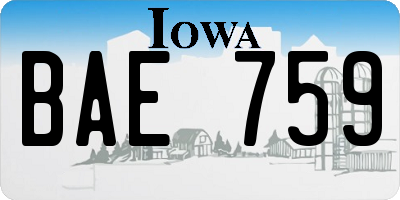 IA license plate BAE759