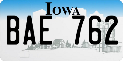 IA license plate BAE762
