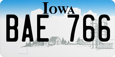 IA license plate BAE766