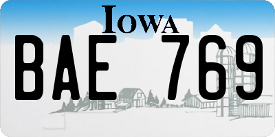 IA license plate BAE769
