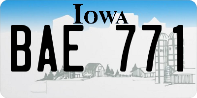IA license plate BAE771