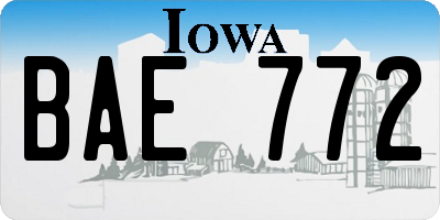 IA license plate BAE772