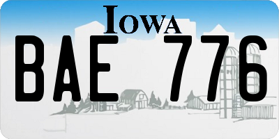 IA license plate BAE776