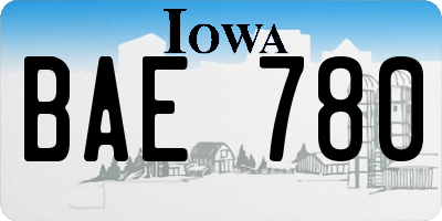 IA license plate BAE780