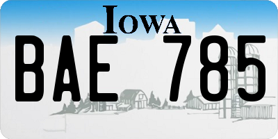 IA license plate BAE785
