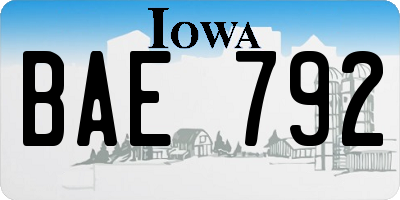 IA license plate BAE792