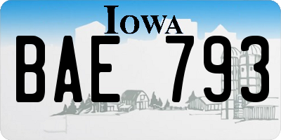 IA license plate BAE793