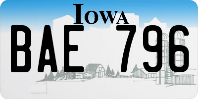 IA license plate BAE796