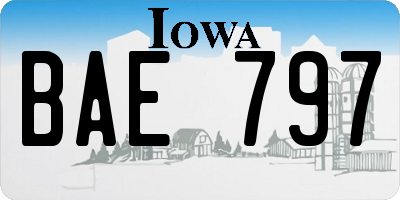 IA license plate BAE797